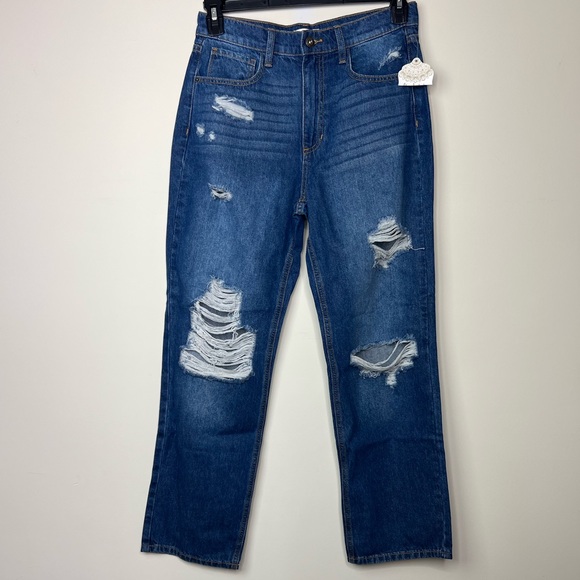 Altar'd State Denim - Altar’d State High Rise Straight Leg Distressed Jeans, 28